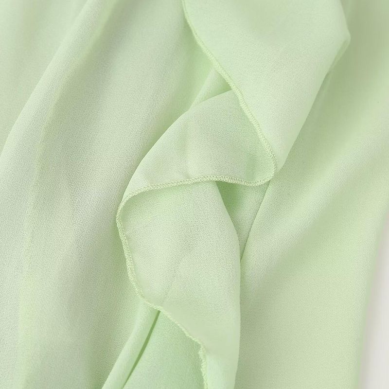 Kaslead New Arrival Women's Clothing Fashion Style Fashion Minimalist Fresh Laminated Ruffles Long Sleeves Dress