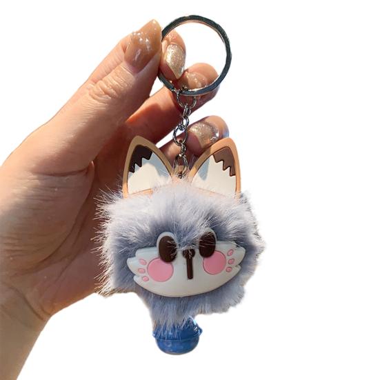 Keychain Rabbit Ear Soft Plush Ball Charm Key Chain Car Keys Bags Backpacks Kids Travel Accessories Stress Relief Gift