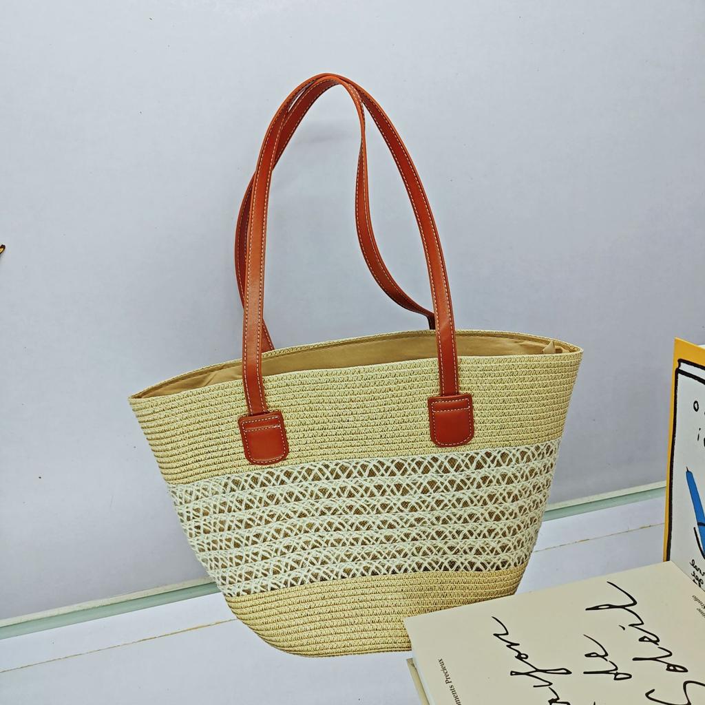 Strohtasche Damen Sommer Rattan Tasche Tragetasche Wind Schulter Strandtasche Nische Literarisch Neu