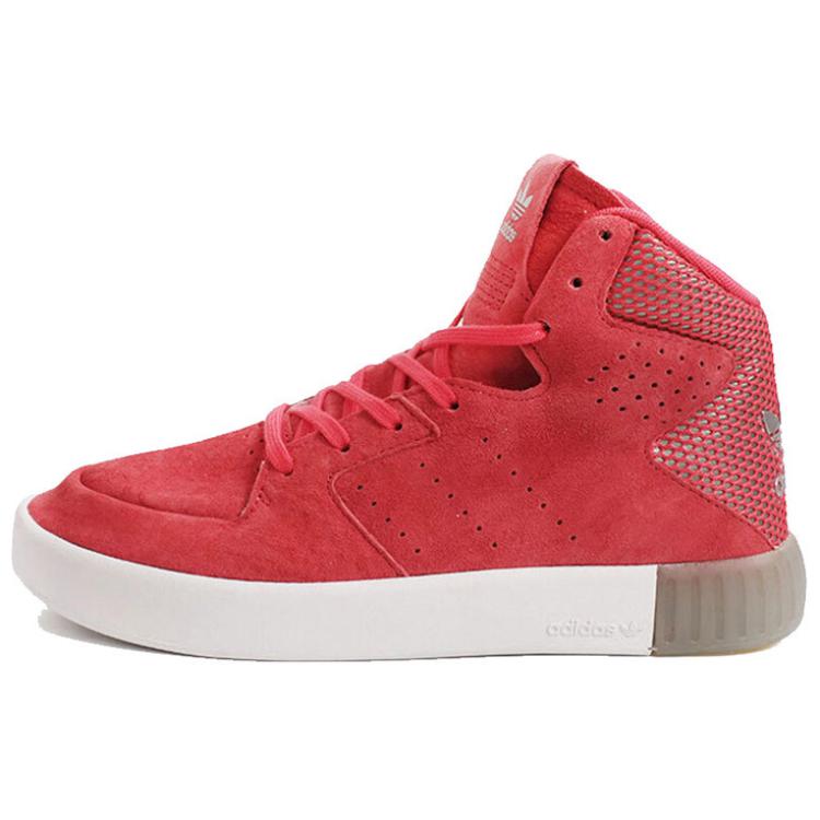 Adidas Originals Tubular Invader 2.0 Slip Resistant Abrasion Resistant High top Skateboard Shoes Women's Red BA7653