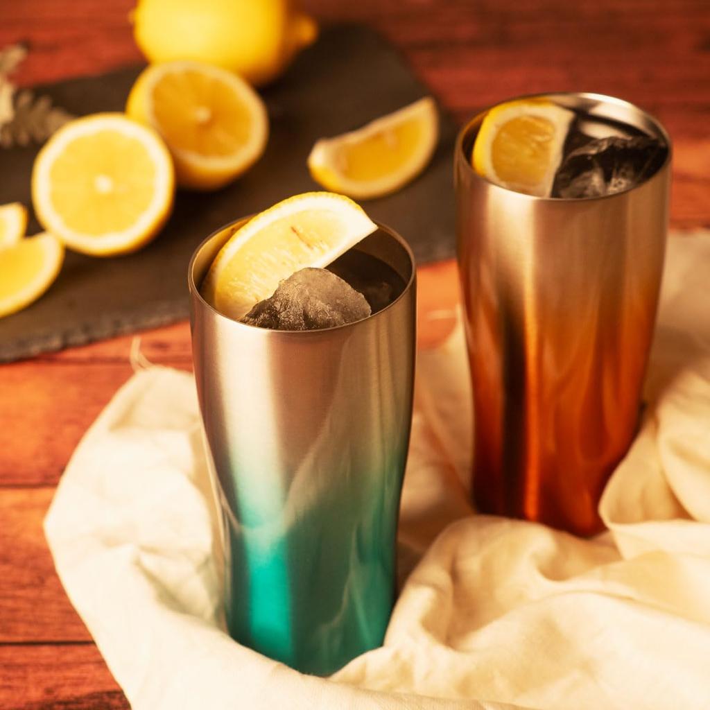 Atlas Vacuum Insulated Gradient Soda Highball Capacity ASTG-433SB2P Tumblers, 430ml, Blue, Pair,