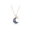 Colar Pingente Luna Formato de Lua Feminino Ouro Rosé Azul 5671585