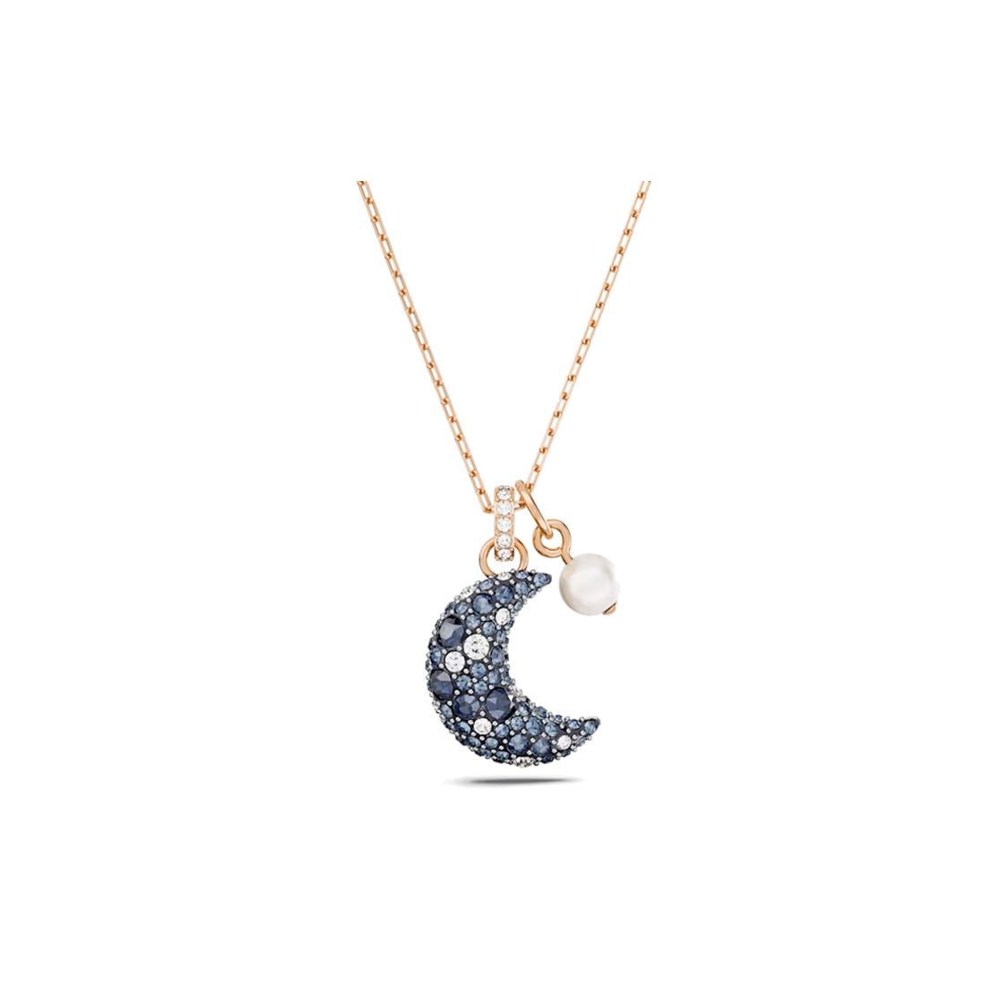 Ожерелье-подвеска Swarovski Luna в форме луны Женское ожерелье Розовое золото Синий 5671585 Box (Random Color)