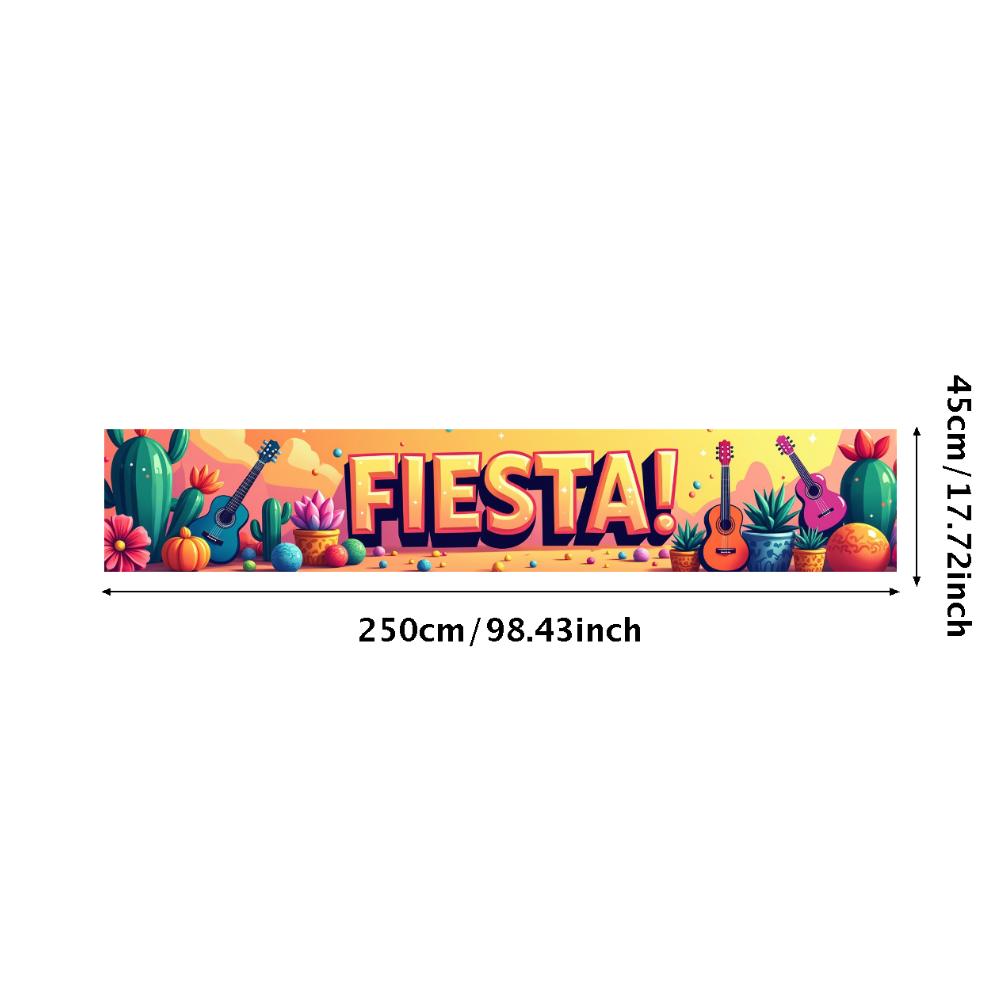 Fiesta Party Banner Vibrant Mexican Cactus Floral Festive Event Backdrop Celebration Decorations Photography Background Props