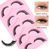 5 Pairs Of Oblique Flying Fox False Eyelashes, Natural Thick Curled Eyelashes, Simulated Cat Eyelashes