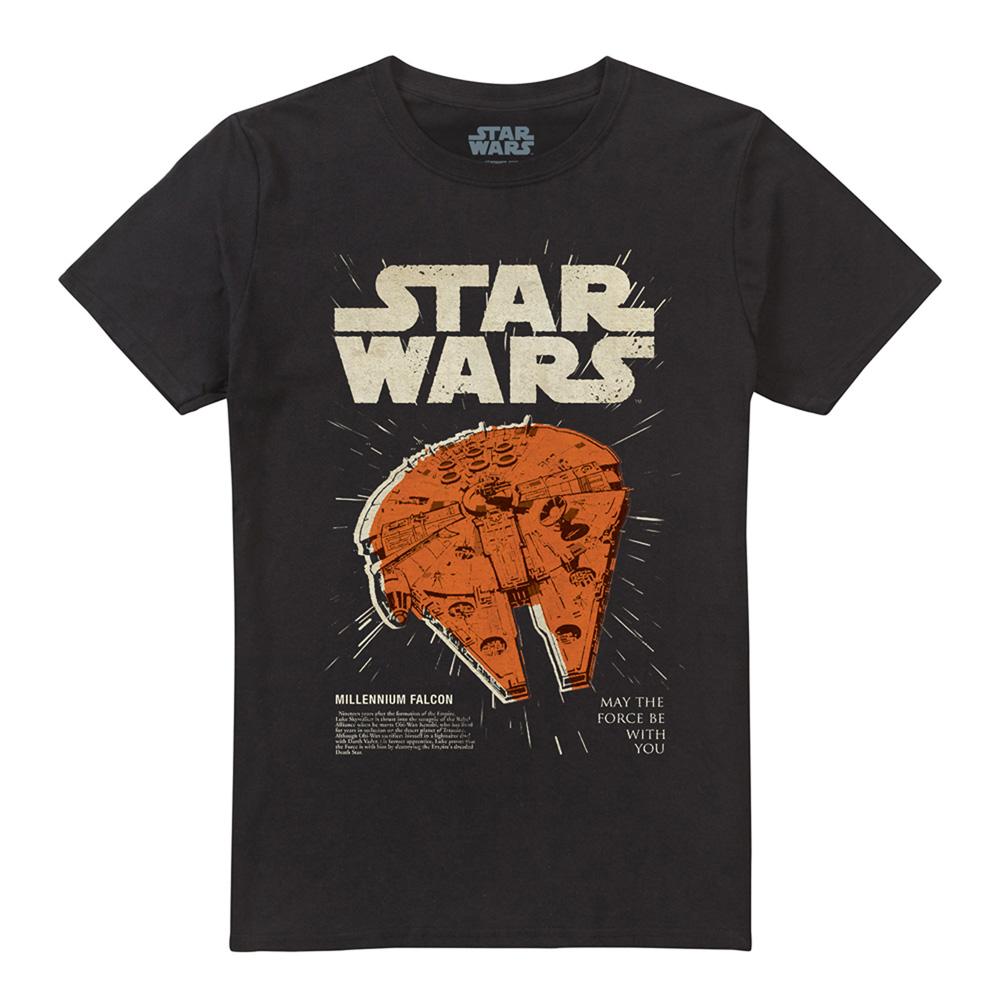Star Wars Unisex Adult Millenium Falcon Retro T-Shirt