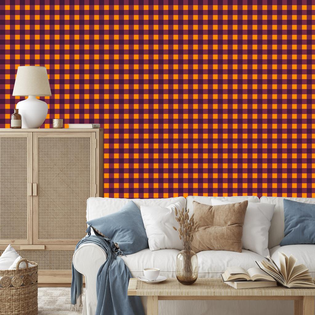 Halloween Plaid Wallpaper Pink and Gold for Living Room and Bedroom 50x1000