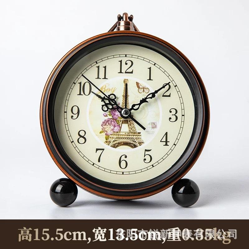 Retro small alarm clock ornament, desk clock, silent desk clock, home living room, bedroom, desktop clock, desk clock pendulum