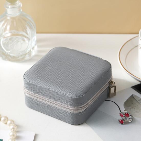 Mini Jewelry Storage Box, PU Leather Compact Jewelry Organizer, Soft Velvet Shockproof Jewelry Case for Rings Earrings