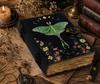 Hindro Księga Czarów Dziennik Cieni z Zamkiem Vintage Ręcznie Robiony Ćma Księżycowa Motyl Morpho Magia Pogańska Wiccański Codzienne Użycie x 5 Zapięcie, Skóra, Nadruk,