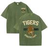 T-shirt Lavata Stampa Tiger Sportiva Forte Donna Estate Comoda Maglietta Lavata Casual Abbigliamento Corto Morbido Cotone Abbigliamento Unisex