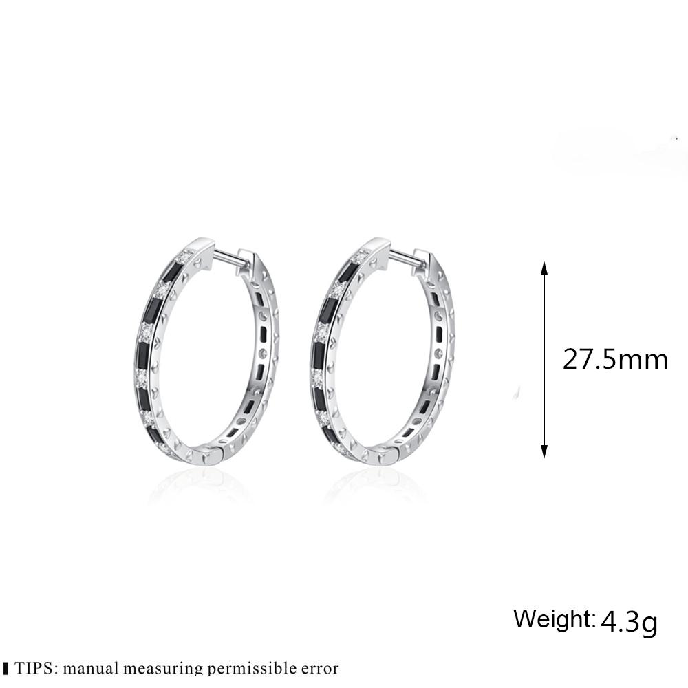 Black Awn New Classic Silver Color Round Trendy Spinel Engagement Hoop Earrings for Women Jewelry I181