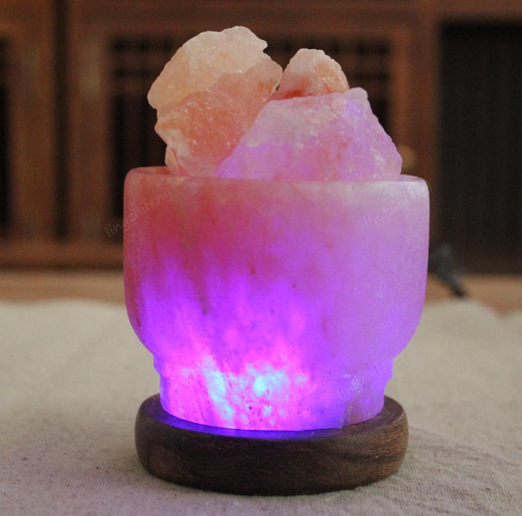 Himalayan Salt Pyramid LED USB Night Light - Crystal Ambience Lamp, Chinese Style