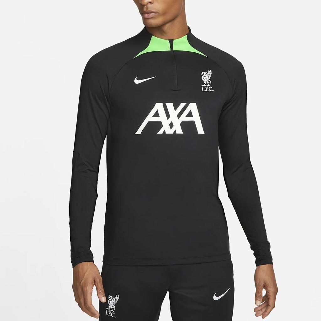 Nike Liverpool F.C. Strike Letter Print Long Sleeve Mock Neck Football Shirt Men tops Black DX3106-014