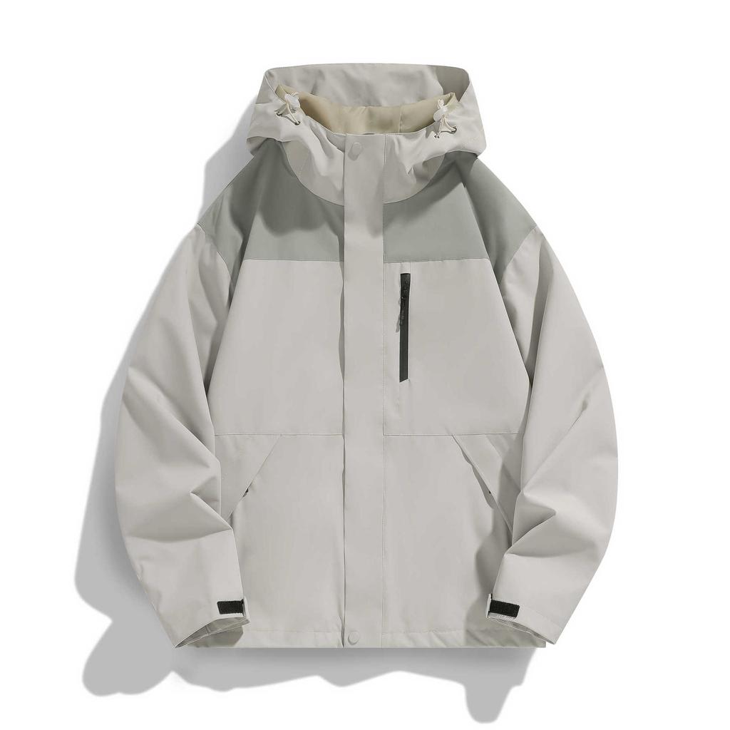Printed Color-blocking Jacket for Men and Women The Same Style Spring and Autumn Trendy Waterproof Hooded Loose Couple Jacket for Men