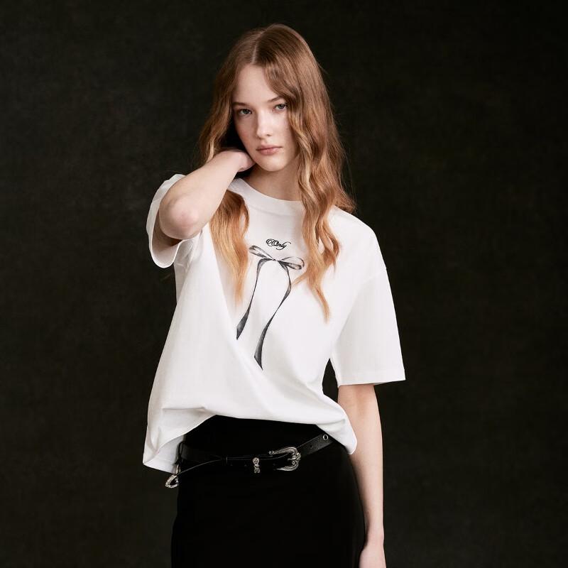 ONLY Women's 2026 Spring Embroidered Bow T-Shirt
