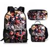 3 pièces Sac à dos d'activité Fortnite Anime Dessin animé Cartable Grande capacité Étudiant Sacs d'école Trousse à crayons Mignon et Charmant Sac à lunch Date de naissance Cadeau
