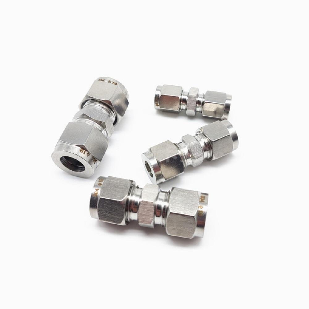 3/4/6/8/10/12mm Stainless Steel Compression Tube Fitting Straight Compression Fitting Coupler Double-Ferrule Adapter