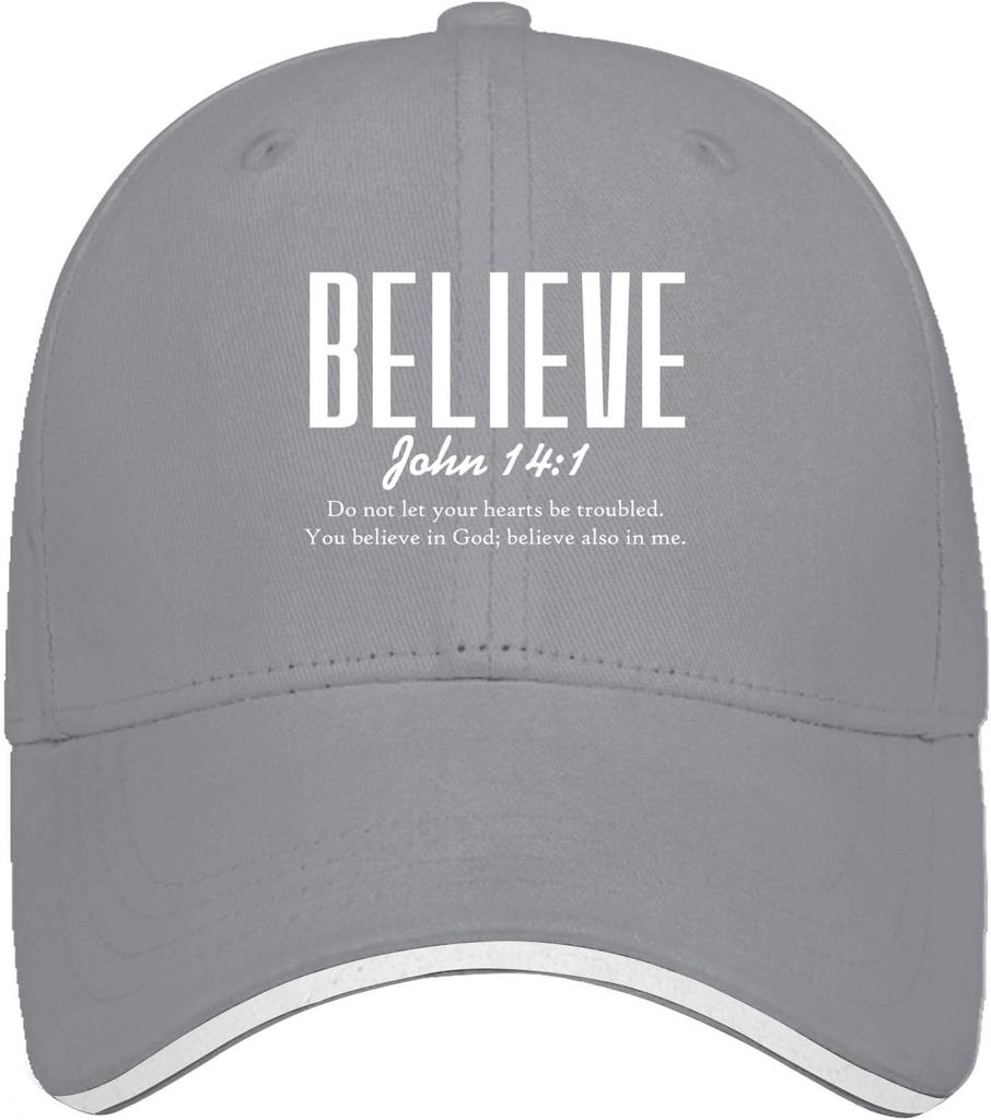 Believe John 141 Bible Verse Pink Baseball Cap Adjustable Polyester Casual Sun Protection Hat