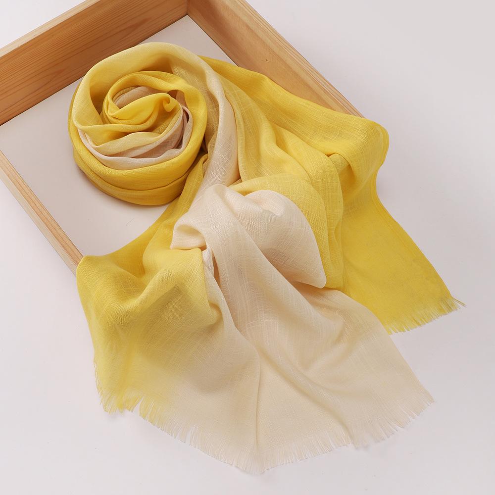 New two-color spliced bamboo cotton scarf, women's bag head color yarn scarf