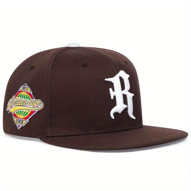 Unisex R Buchstabe Seite Planet Stickerei Hip-Hop Hüte Frühling Herbst Verstellbar Lässig Snapback Baseballkappen Outdoor Sonnenschutzhut black
