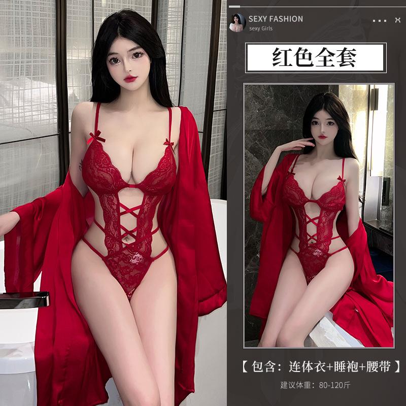 Sexy lingerie sexy onesie lace uniform seduction hollowed out passion nightgown set