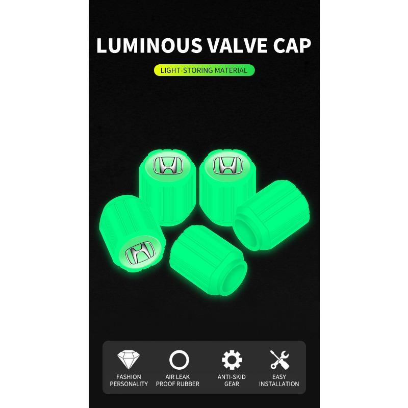 Luminous Car Tire Valve Caps Fluorescent Motorcycle Wheel Tyre For Honda Mugen Power TypeR Jazz City Civic Inspire Accord FIT HRV CRV Odyssey Jade