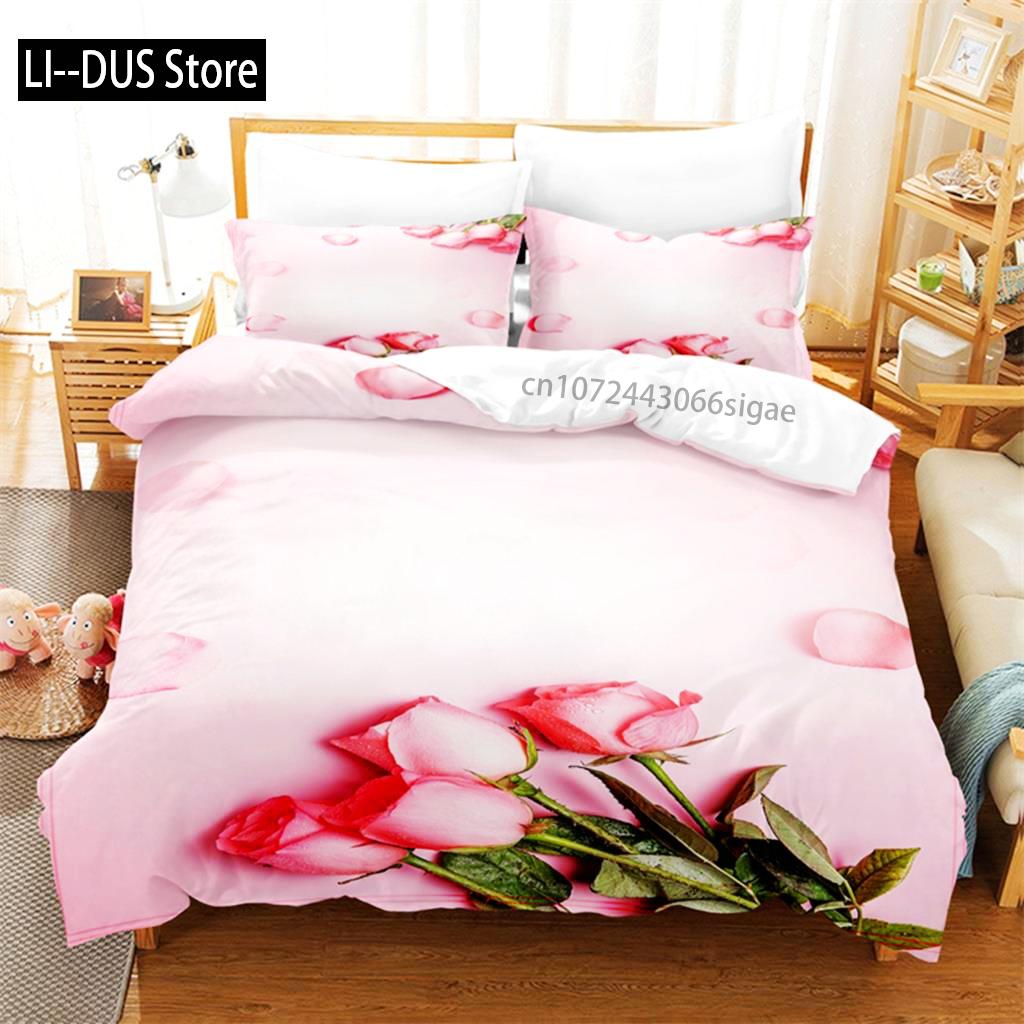 

Comforter Beautiful Flowers Bedding Set 3D Bedding Digital Printing Queen Size Bedding Sets Fashion Design Comforter (quilt)-EU Single(135*200cm)3pcs