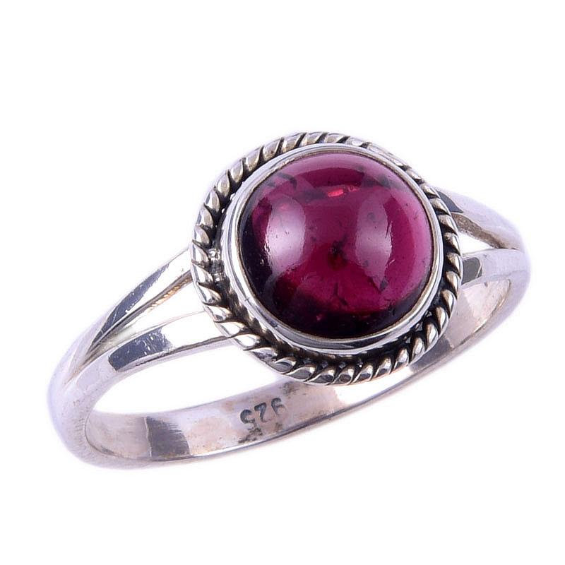 Natural Garnet Gemstone Handmade 925 Solid Sterling Silver Gift Ring Size 8 C5W48
