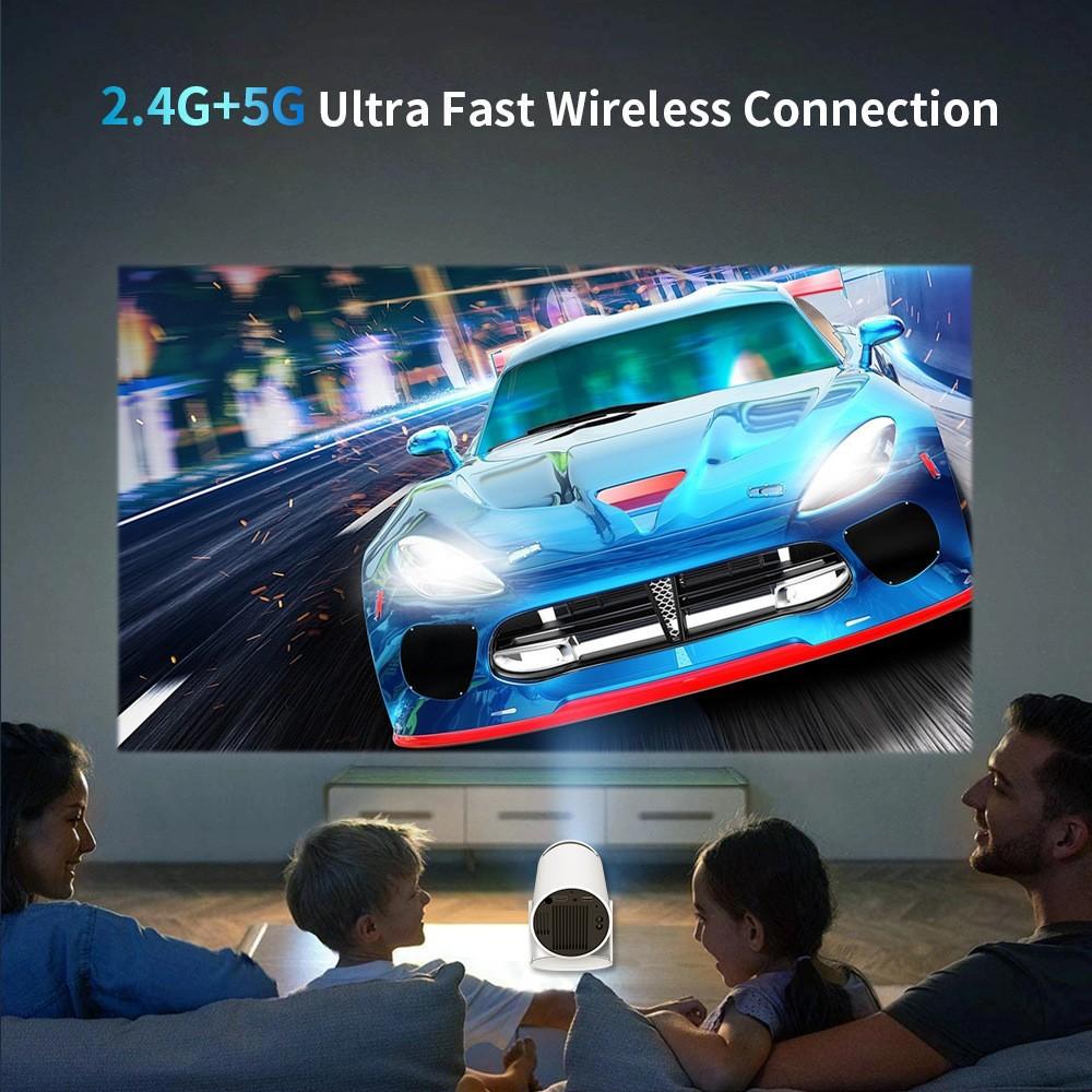HY300Pro Portable Projector 290ANSI Dual Wifi6 4K Videosource Supported Native 1280*720P Android 11 BT5.4 Cinema Outdoor Mini Projetor Remote Con