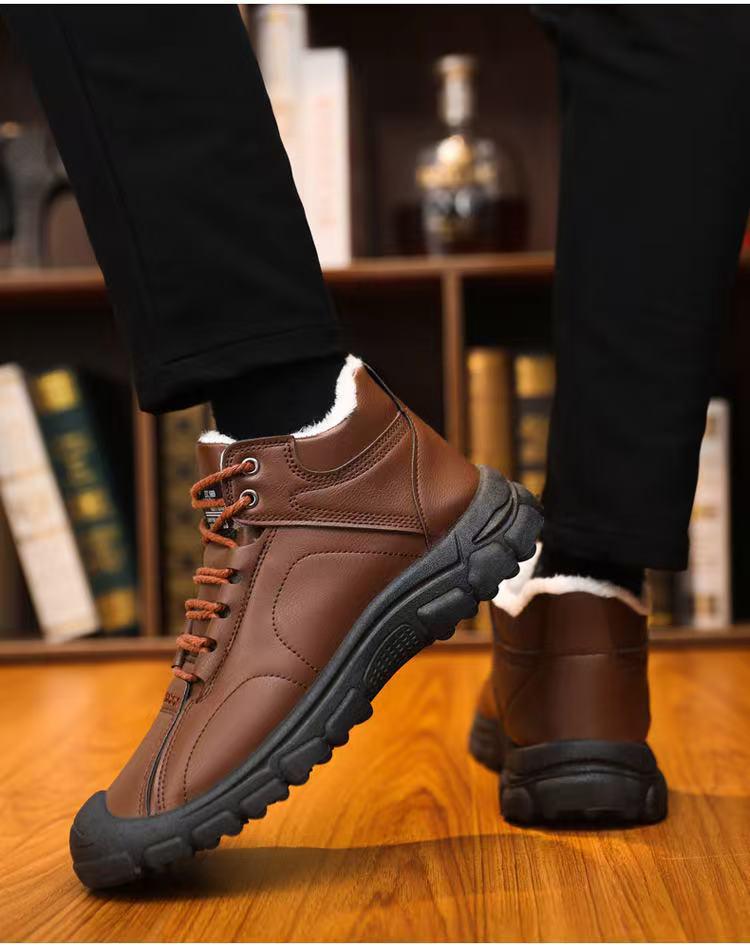 Herren Große Fleecegefütterte Baumwoll-Wanderschuhe, Weiche Sohle Rutschfest Lässige Outdoor-Schnee-Stiefel (2025)