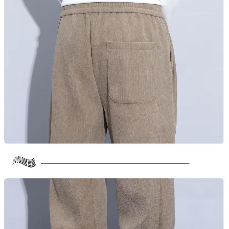 Coffee Khaki Black Gray Loose Casual Pants Men Winter Fleece Thermal Fashion Trousers Thick Velvet Straight Wide Leg Sweatpants