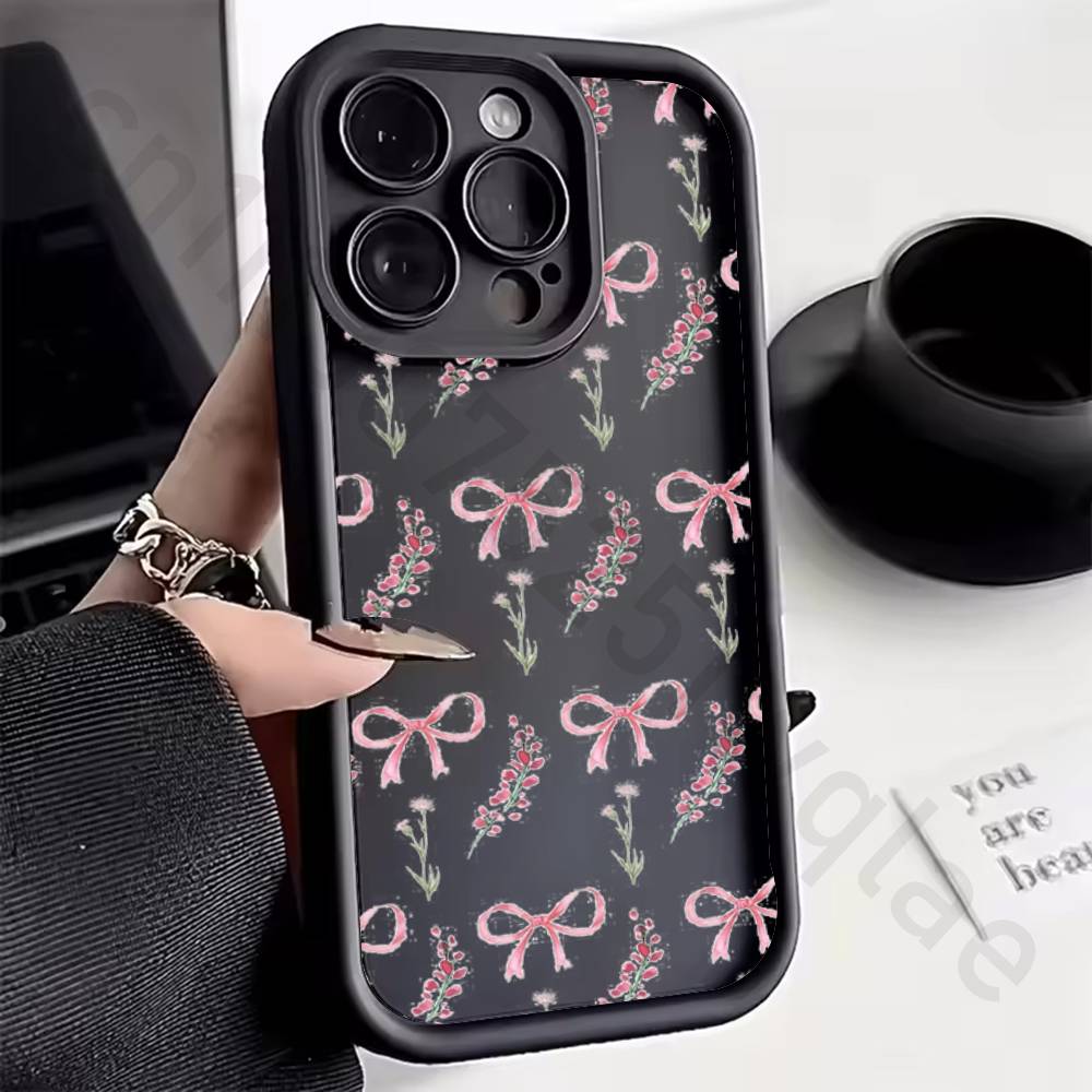 Colorful Bow Print Phone Case For iPhone 11 13 17 15 12 14 Pro Max air Plus SE Soft Matte Cover