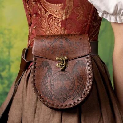Medieval Belt Pouch Dragon Vegan Leather Bag Renaissance Faire Medieval Viking LARP Cosplay Costumes Renaissance Accessories