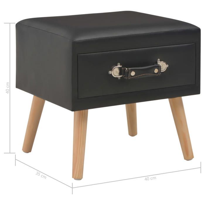 Table de chevet - VIDAXL - Noir - 40x35x40 cm - Similicuir - 1 tiroir