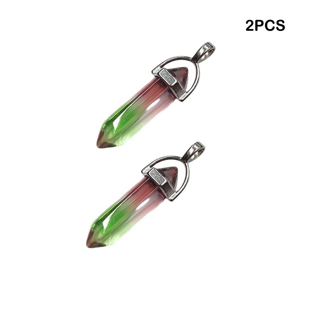 2 Pieces Crystal Pendant Pillar Shape Necklace Pendants Hanging Personalized Gradient Jewelry Finding Accessory