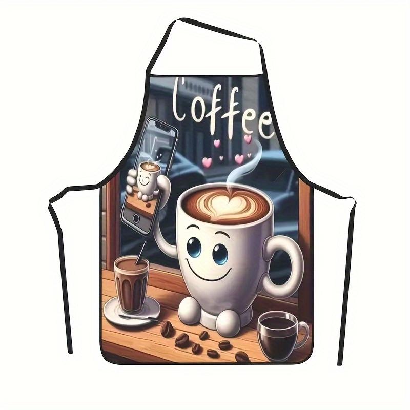 Creative Coffee Design Polyester Apron 100% Stylish Kitchen Cooking Apron Durable Reusable Apron for Home Restaurant Festival
