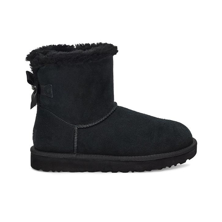 UGG Bailey Mini Bailey Kastanie Warm Plüsch Kurze Schneestiefel Damen Schneestiefel Schwarz 1119512-BLK