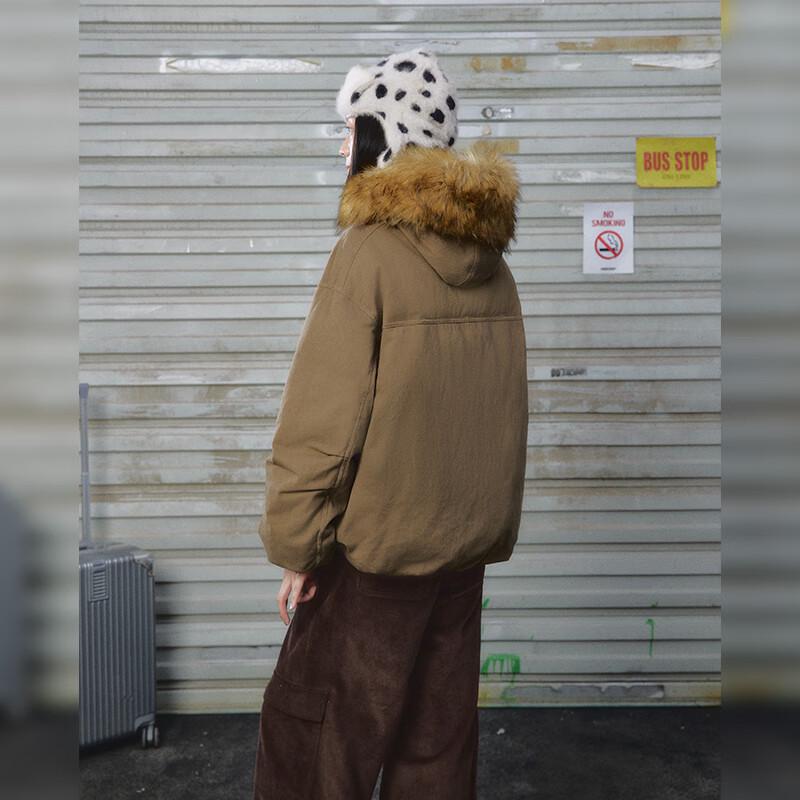 unifree Women's Loose Fit Big Fur Collar Down Parka