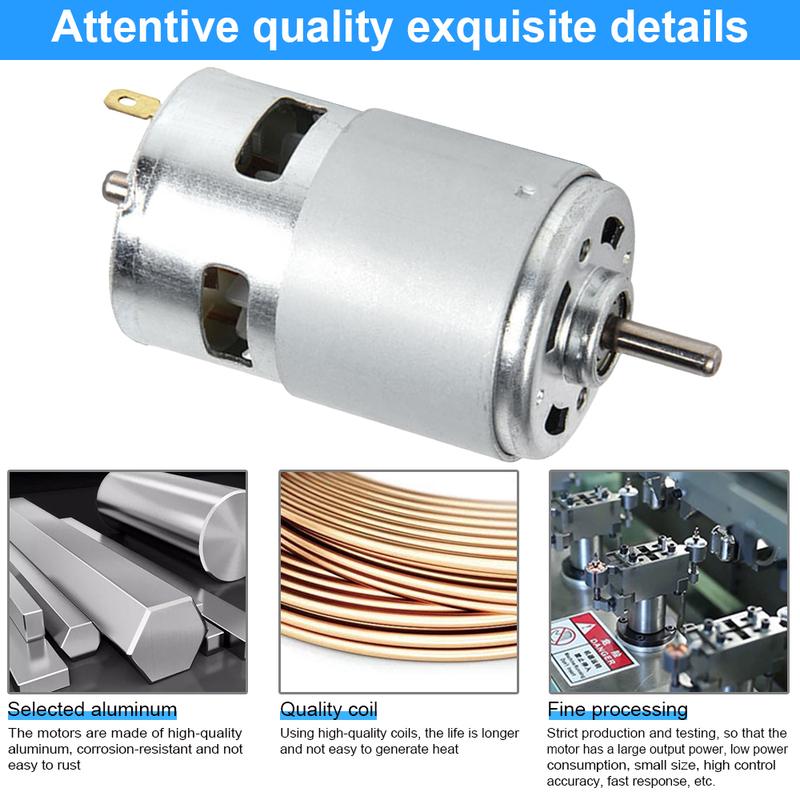 775 DC Motor 12V 3000-15000RPM High Speed Large Torque Motor for Small Drill/Micro Machine Tool with Ball Bearing and Fan Blades