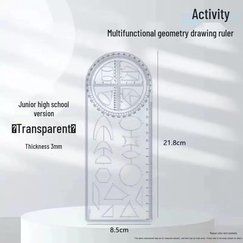 Multifunctional Geometry Ruler Set for Students: Includes Drawing, Function, Triangle, and Protractor Rulers