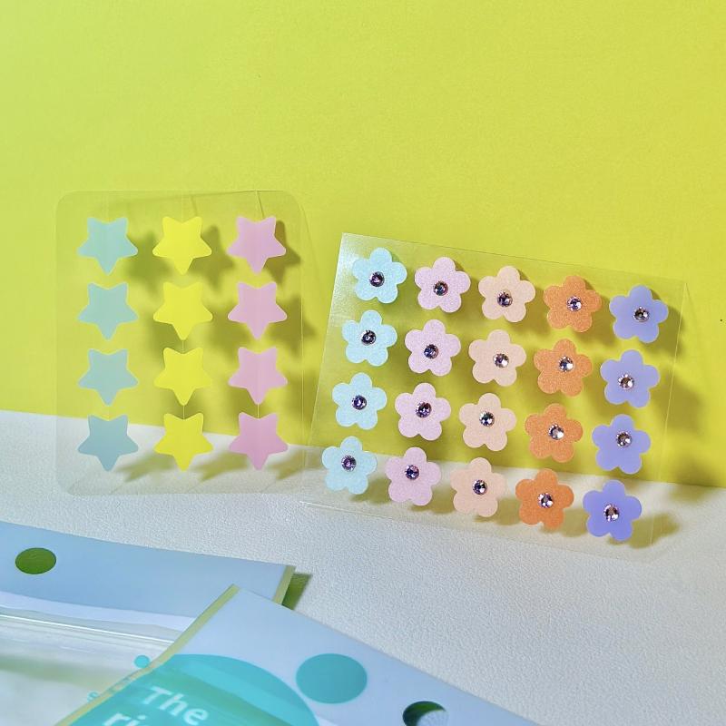 12Pcs Star Shape Pimple Colorful Hydrocolloid Acne Patches Facial Skin Care Isolate Air Pollution Closed Acne Blemishes Cover