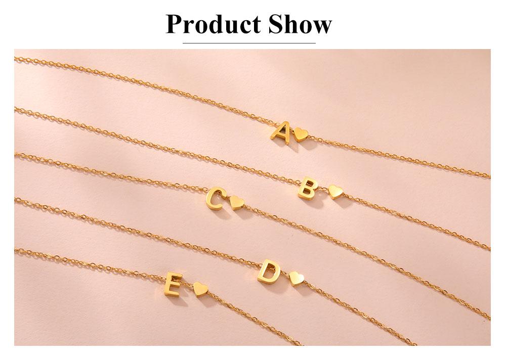 Cazador Mini Heart Initial Letter Pendant Necklaces for Women Stainless Steel A-Z Alphabet Choker Chain Jewelry Valentine Gift