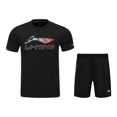 Gradiento Logotipas Greitai Džiūstantys Trumpomis Rankovėmis Marškinėliai Patogus Laisvalaikio Sportinis Rinkinys Unisex Viršutiniai Drabužiai, Apatiniai Drabužiai AHSV055-1+AAPU133-1
