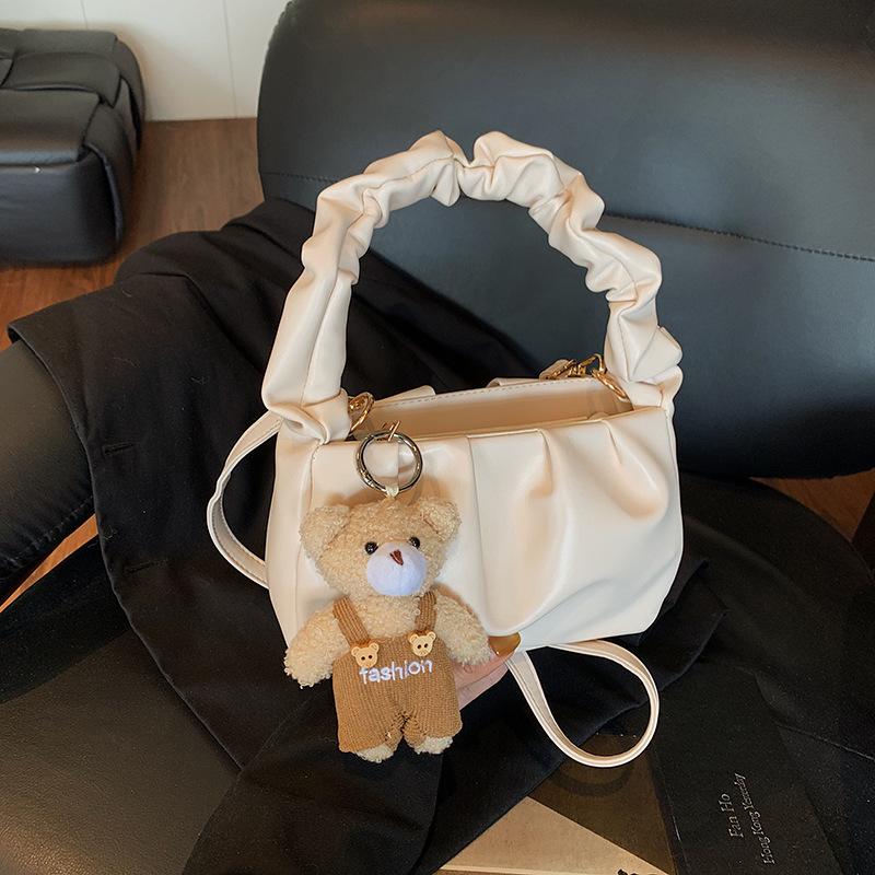 Popular bags women's new trendy fashion pleated handbags, high-quality textured shoulder messenger bags