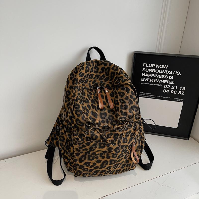 Schoolbag new large-capacity backpack leopard print computer backpack college student high school men's and women's schoolbags Korean version