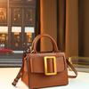 Retro Hong Kong Style Small Square Bag Women'S Fashion Portable Messenger Bag Spring And Summer Solid Color Square Buckle Commuter Shoulder Bag