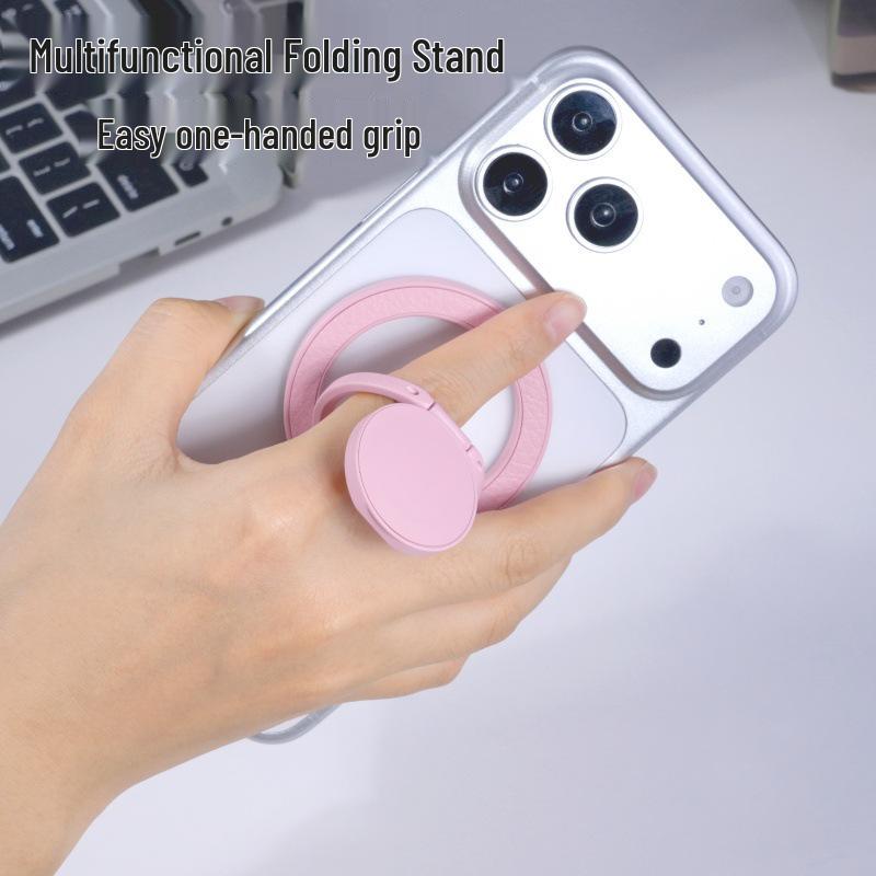 MagSafe Double-Sided Magnetic Leather Phone Stand & Foldable Finger Holder