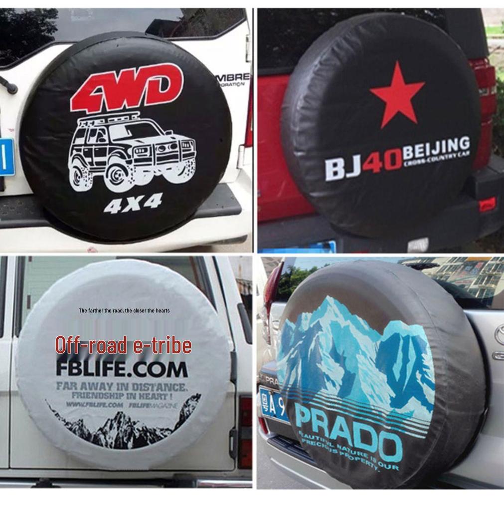 Schwarz-Gold PVC-Leder Ersatzradabdeckung für Mitsubishi Pajero V73 Cheetah - Universell passend für Geländewagen.