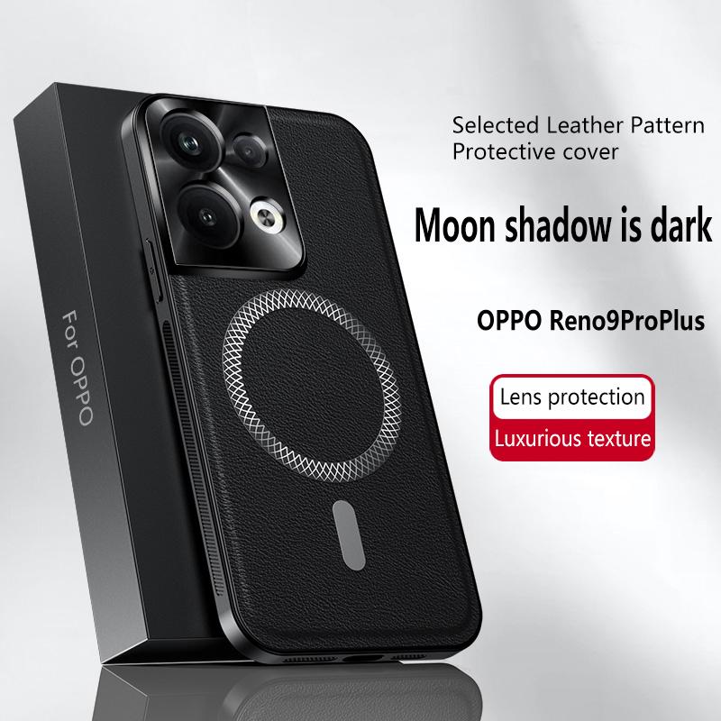 For Oppo Reno 9 Pro Plus Case Magnetic Elegant Leather Wear-Resistant Lens Fully Covered Non-Slip Grip Edge Cover Shell